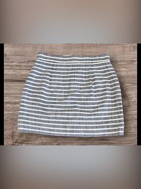 EUC J. Crew Women's Black Cream Tweed Striped Skirt Size 4